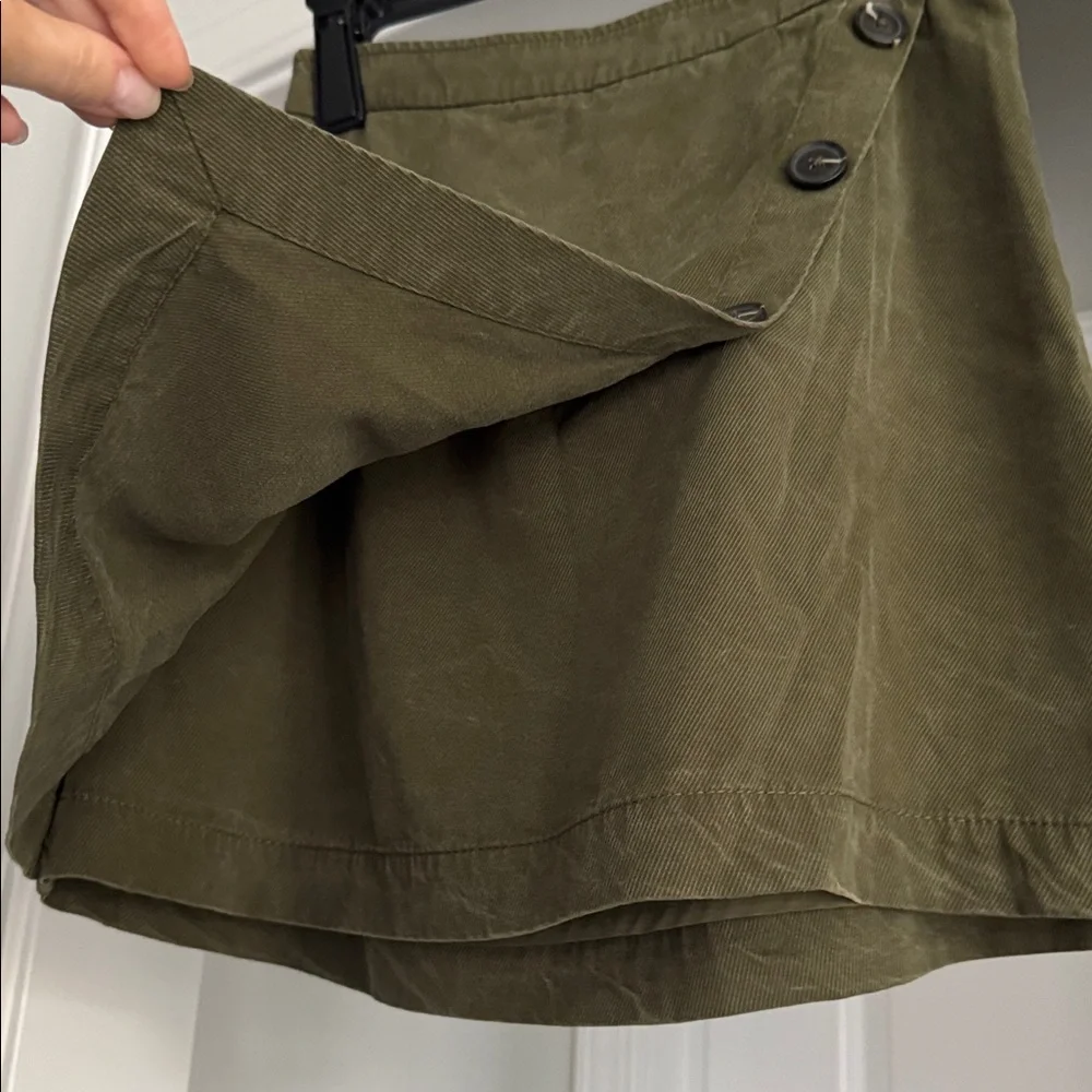 Corduroy Olive Button-Detail Women's Skirt - Picture 4 of 10
